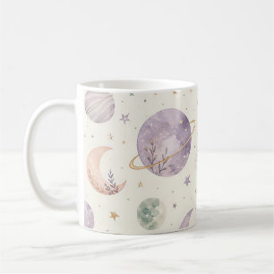 Boho Watercolor Ruimte & Planeten Naadloos Patroon Koffiemok