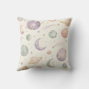 Boho Watercolor Ruimte & Planeten Naadloos Patroon Kussen