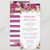 Boho Watercolor Spring Flowers Menu Mariage (Devant / Derrière)