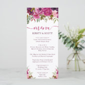 Boho Watercolor Spring Flowers Menu Mariage (Debout devant)