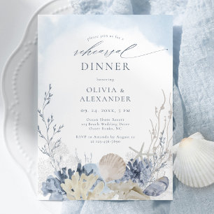 Boho Watercolor Strand Rehearsal Dinner Kaart