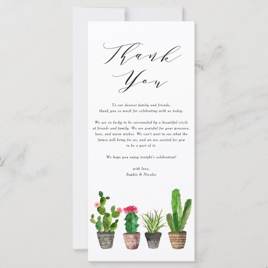 Boho Watercolor Succulents Carte de remerciements (Devant)