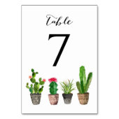 Boho Watercolor Succulents Numéro de tableau Carte (Dos)