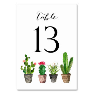Boho Watercolor Succulents Numéro de tableau Carte
