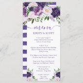 Boho Watercolor Summer Flowers Menu Mariage (Devant / Derrière)