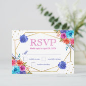 Boho Watercolor Summer Flowers Wedding Carte RSVP (Debout devant)