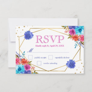 Boho Watercolor Summer Flowers Wedding Carte RSVP