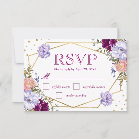 Boho Watercolor Summer Flowers Wedding Carte RSVP (Devant)