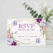 Boho Watercolor Summer Flowers Wedding Carte RSVP (Debout devant)