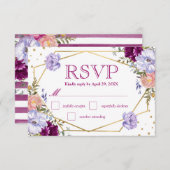 Boho Watercolor Summer Flowers Wedding Carte RSVP (Devant / Derrière)