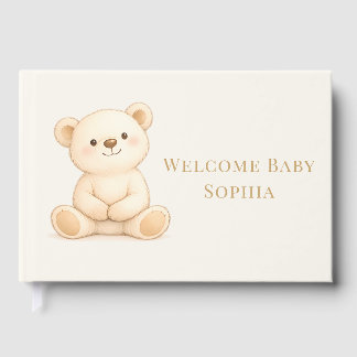 Boho Watercolor Teddy Bear Welcome Baby Shower