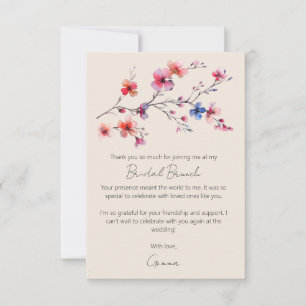 Boho Watercolor Wilde Bloem Bruids Brunch Beige Bedankkaart