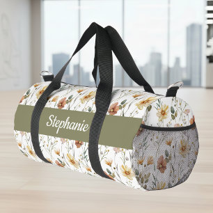Boho Watercolor Wilde Bloem Monogram Plunjezak