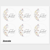 Boho Watercolor Wilde Bloemen Bruidsfeest Ronde Sticker (Vel)