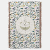 Boho Watercolor Wilde Bloemen Patroon Monogram Naa Deken (Voorkant Verticaal)