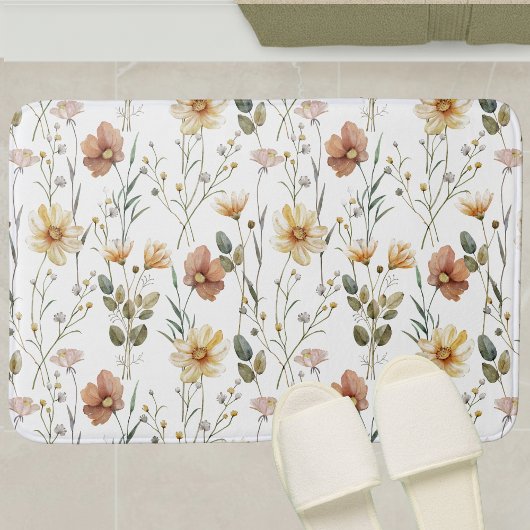 Boho Watercolor Wildflower Badmat