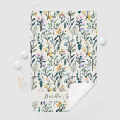 Boho Watercolor Wildflower Personalized Name Golfhanddoek (Insitu)