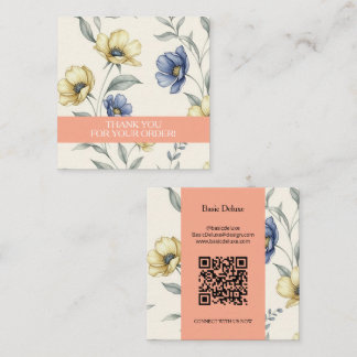 Boho Watercolor Wildflower Thank you card Vierkante Visitekaartje