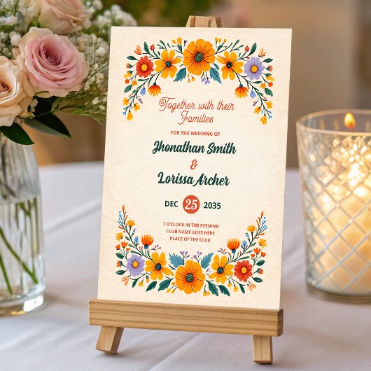 Boho Watercolor Wildflower Wedding Invitation Kaart