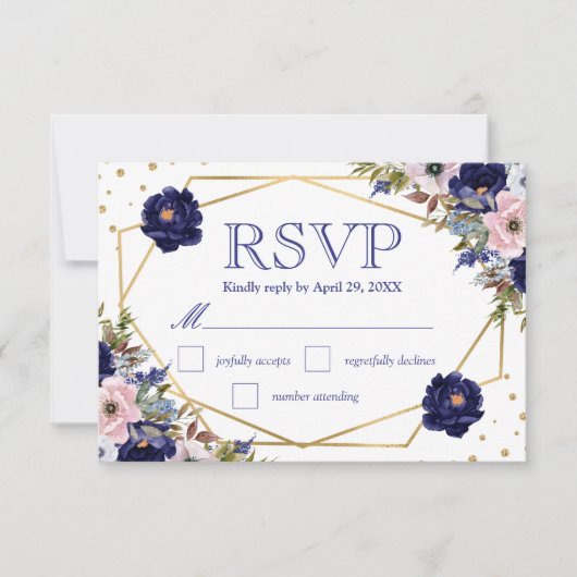 Boho Watercolor Winter Flowers Wedding Carte RSVP (Devant)