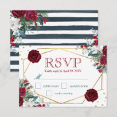 Boho Watercolor Winter Flowers Wedding Carte RSVP (Devant / Derrière)