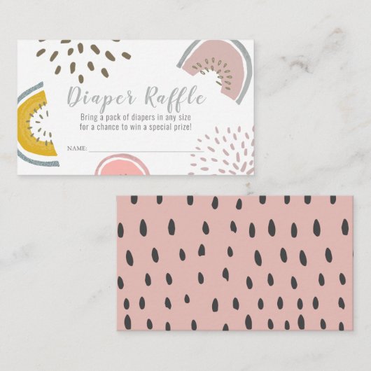 Boho Watermelon Baby shower Diaper Raffle Informatiekaartje (Voorkant / Achterkant)