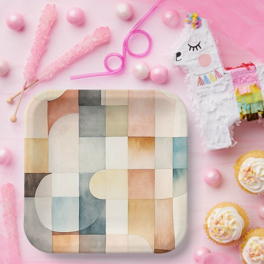 Boho Waterverf Abstracte Kunst Papieren Bordje (Feest)