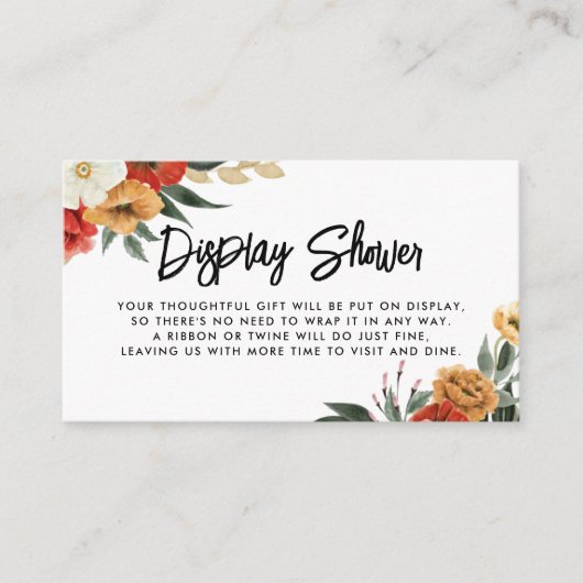 Boho Waterverf Anemone Botanical Display Shower Informatiekaartje (Voorkant)