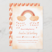 Boho waterverf baby shawer kaart (Voorkant / Achterkant)