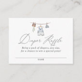 Boho Waterverf Babykleding Luier Raffle Ticket Informatiekaartje (Voorkant)
