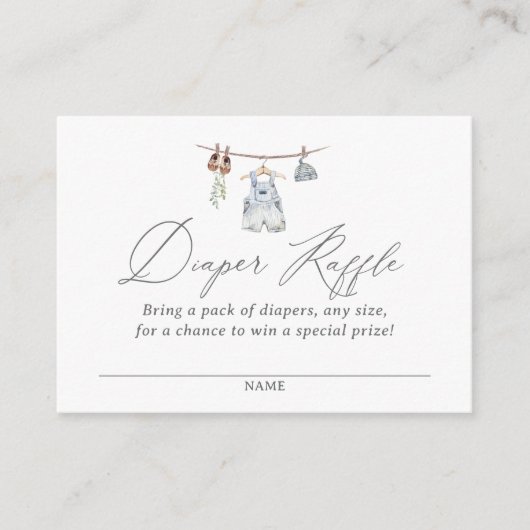 Boho Waterverf Babykleding Luier Raffle Ticket Informatiekaartje (Voorkant)