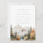 Boho Waterverf Berg Bruiloft Save The Date Kaart (Voorkant)