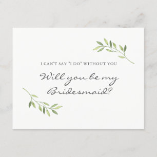 Boho Waterverf Blad Bruidsmeisje Kaart