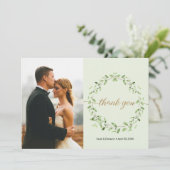 Boho Waterverf bladeren krans lente bruiloft Foto Bedankkaart (Staand voorkant)