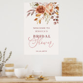 Boho Waterverf Bloem Bruids Bruiloft Ontvangst Poster (Keuken)