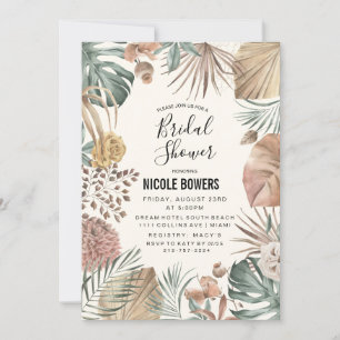 Boho Waterverf Bloemen Bruidsdouche Uitnodiging