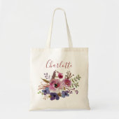 Boho waterverf bloemen Bruidsmeisje Persoonlijk Tote Bag (Voorkant)