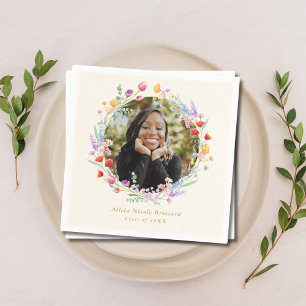 Boho Waterverf Bloemen Foto Afstuderen Servet