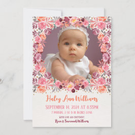 Boho Waterverf Bloemen Pasgeboren Baby Meisje Foto Aankondiging