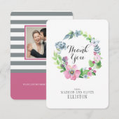 Boho Waterverf Bloemen & Vlinder | Dank u Bedankkaart (Voorkant / Achterkant)