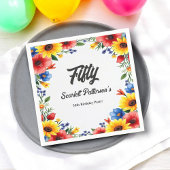 Boho Waterverf Bloementuin Zomer 50ste Verjaardag Servet