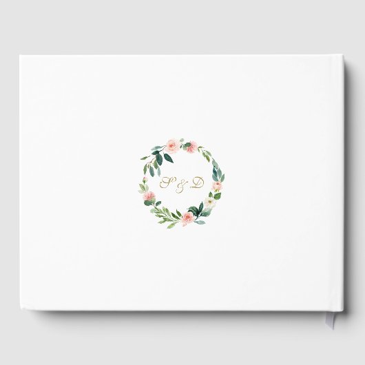 Boho Waterverf Blozende Crème Bloemen Gouden Bruil Gastenboek (Achterkant)