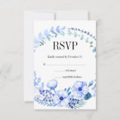 Boho Waterverf Blue Floral Wedding RSVP Card (Voorkant)