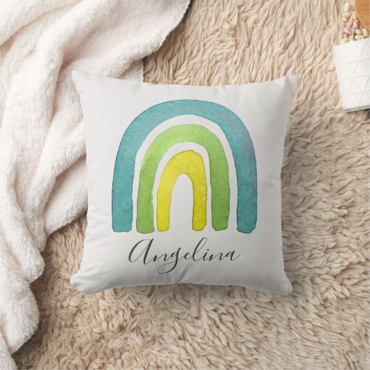 Boho Waterverf Blue Rainbow Nursery Decor Kussen (Deken)