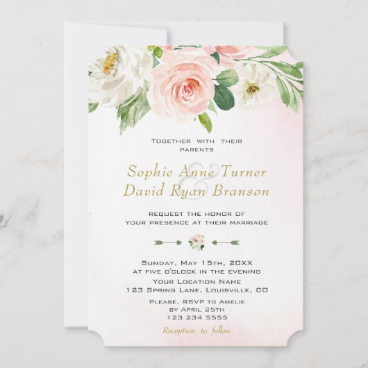 Boho Waterverf Blush Cream Flowers Weddenschap Kaart (Voorkant)