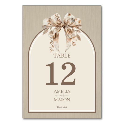Boho Waterverf Bow Trouwtafel Kaart (Achterkant)