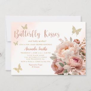 Boho Waterverf Butterfly Kisses Girl Baby shower Kaart