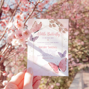 Boho Waterverf Butterfly Kisses Girl Baby shower Kaart