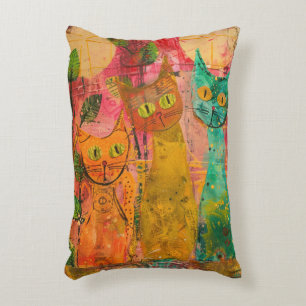 Boho Waterverf Cats - Aardse katachtige kunst (2) Accent Kussen
