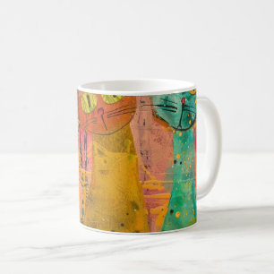 Boho Waterverf Cats - Aardse katachtige kunst (2) Koffiemok